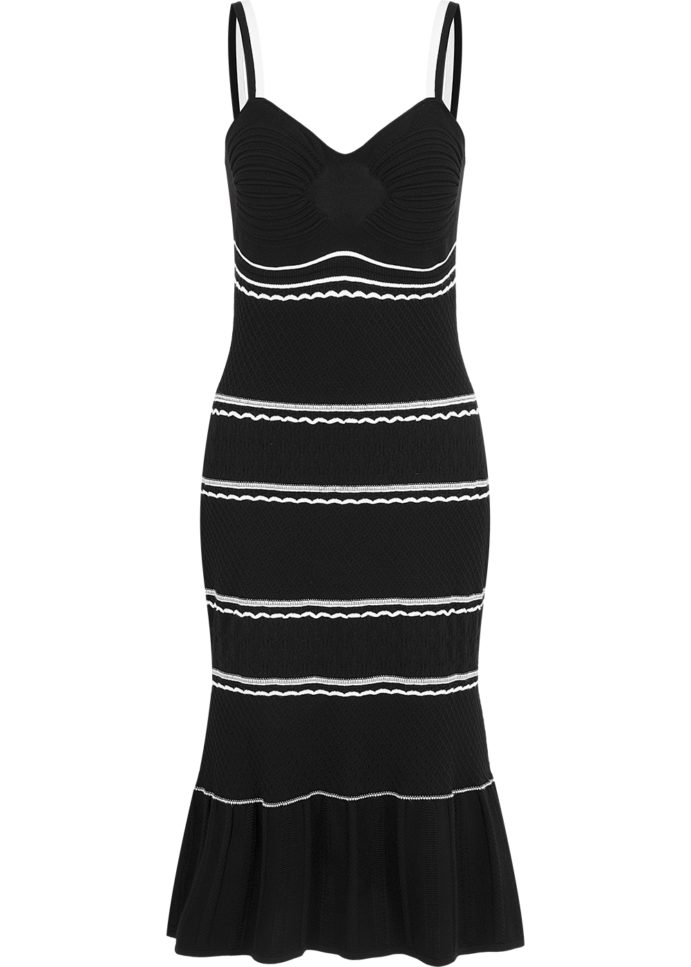 SALAZIA Black-White Colorblock Knit Dresses