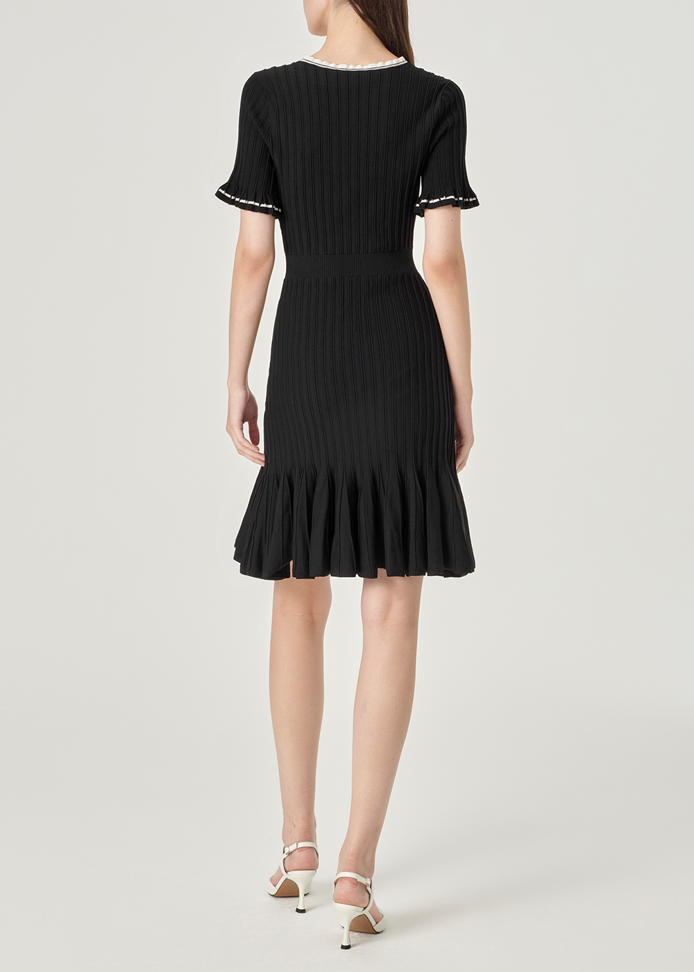 SALAZIA Black-White Colorblock Knit Dresses