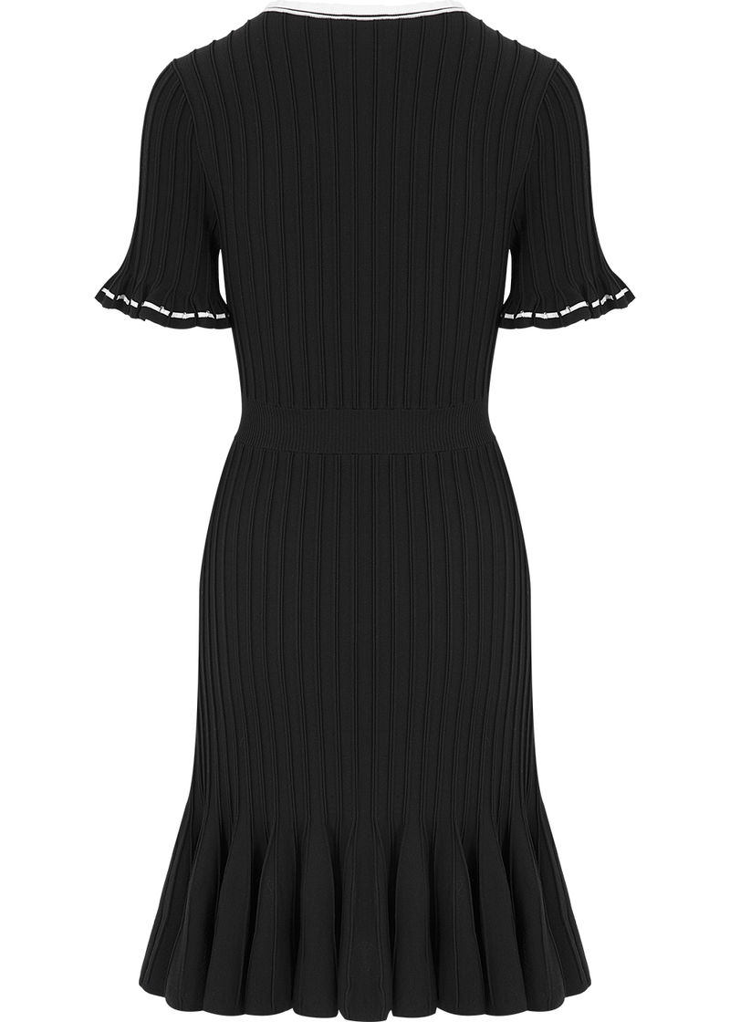 SALAZIA Black-White Colorblock Knit Dresses
