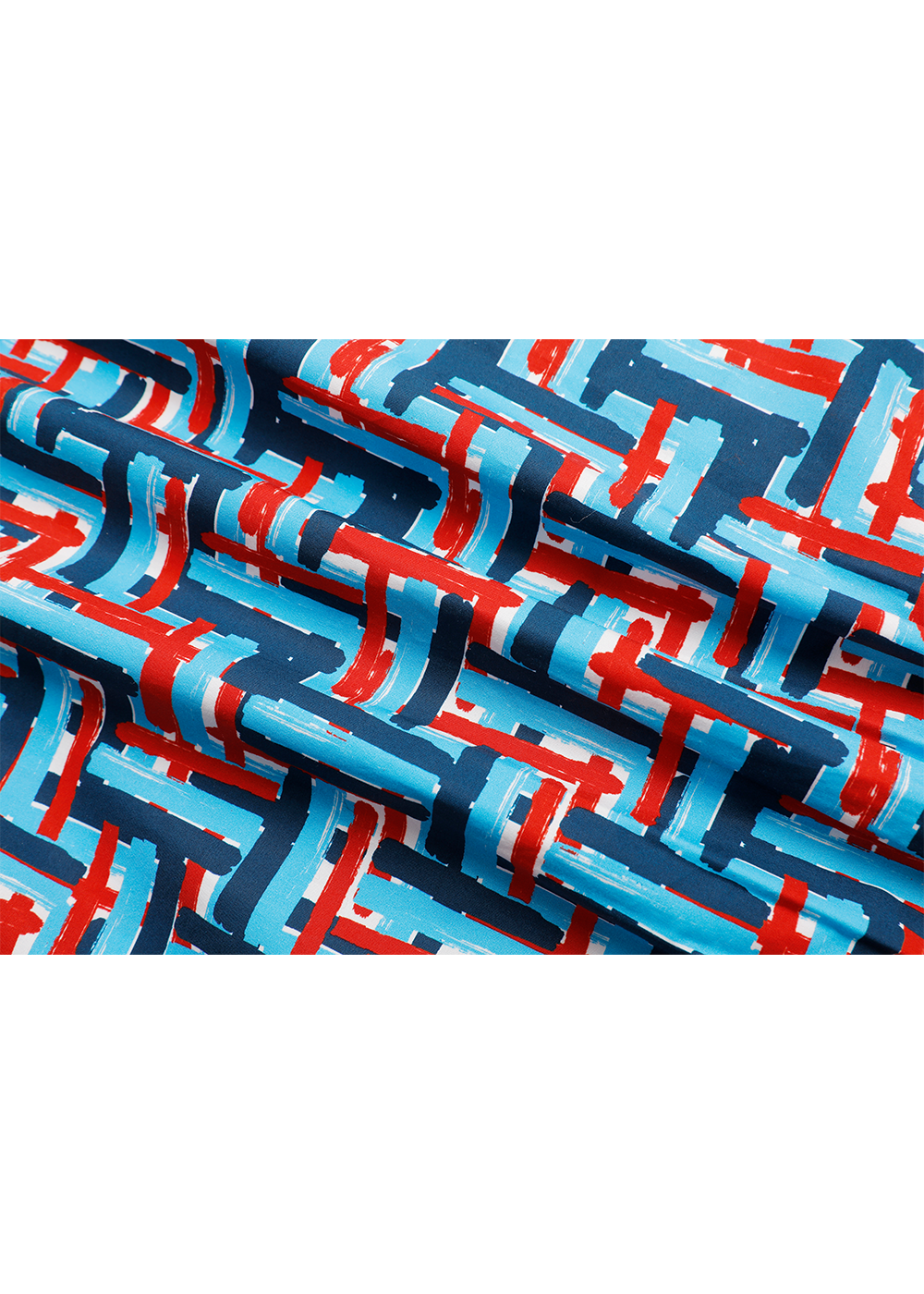 SALAZIA Blue-Red Weave Cotton Blouses