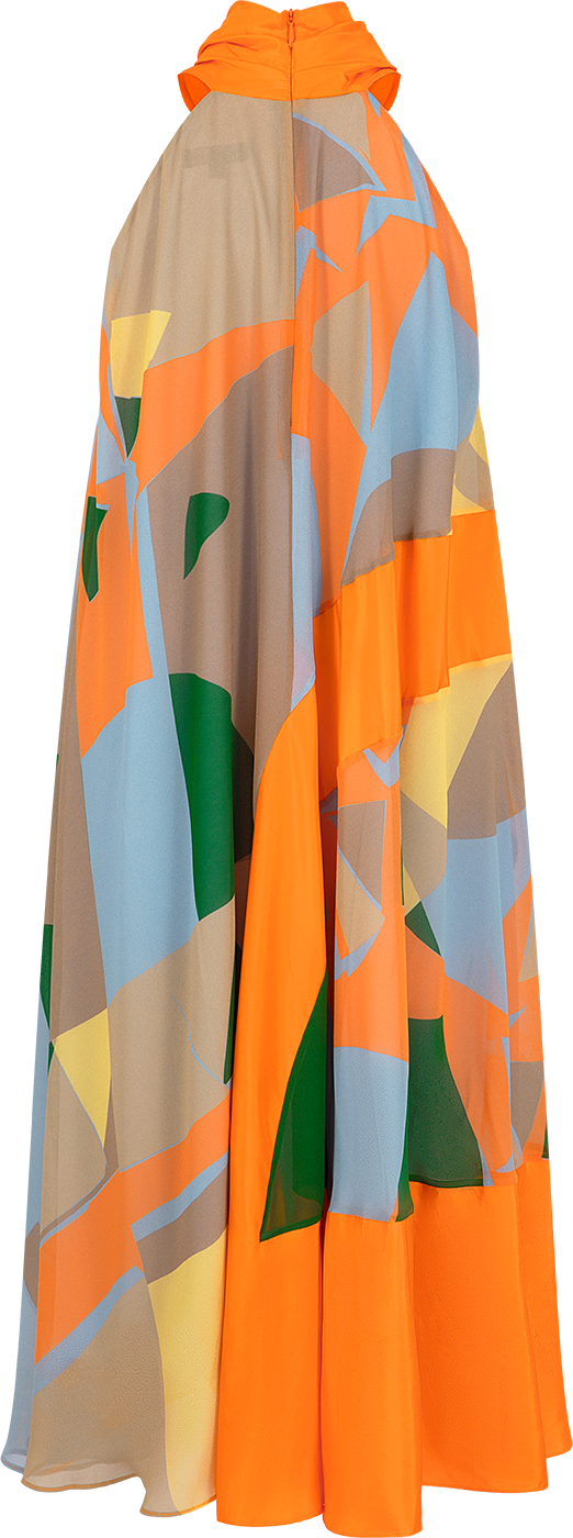 SALAZIA Blue-Yellow Collage Silk-Blend Dresses