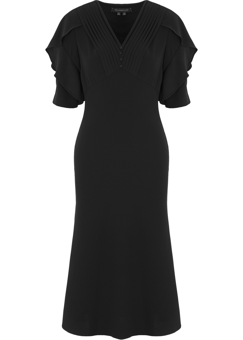 SALAZIA Black Triacetate Blend Short-Sleeve Dresses