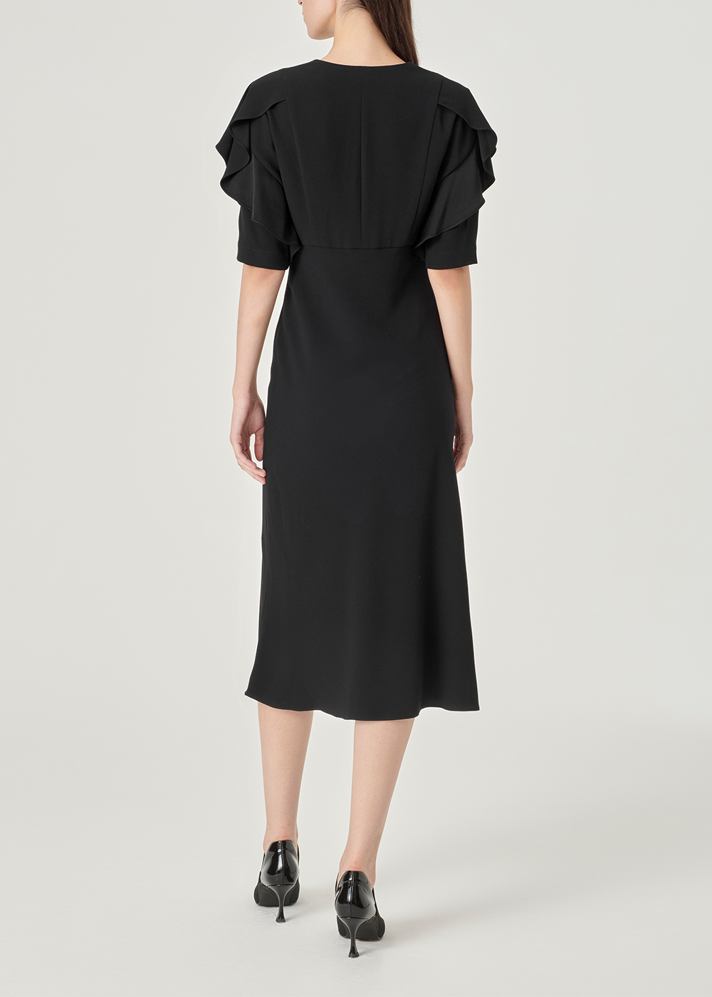 SALAZIA Black Triacetate Blend Short-Sleeve Dresses