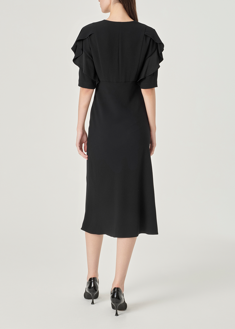 SALAZIA Black Triacetate Blend Short-Sleeve Dresses