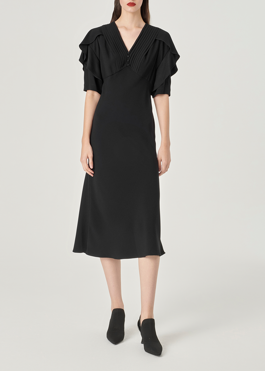 SALAZIA Black Triacetate Blend Short-Sleeve Dresses