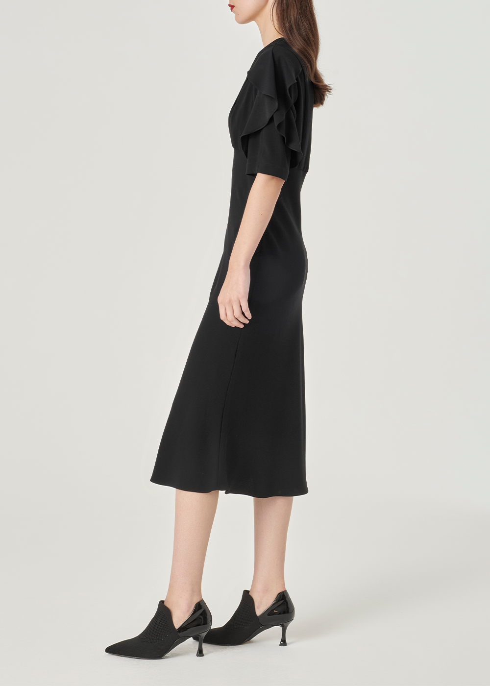 SALAZIA Black Triacetate Blend Short-Sleeve Dresses