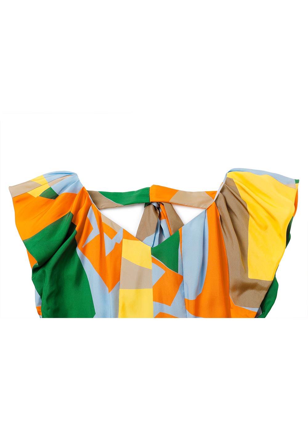 SALAZIA Blue-Yellow Collage Silk Dresses
