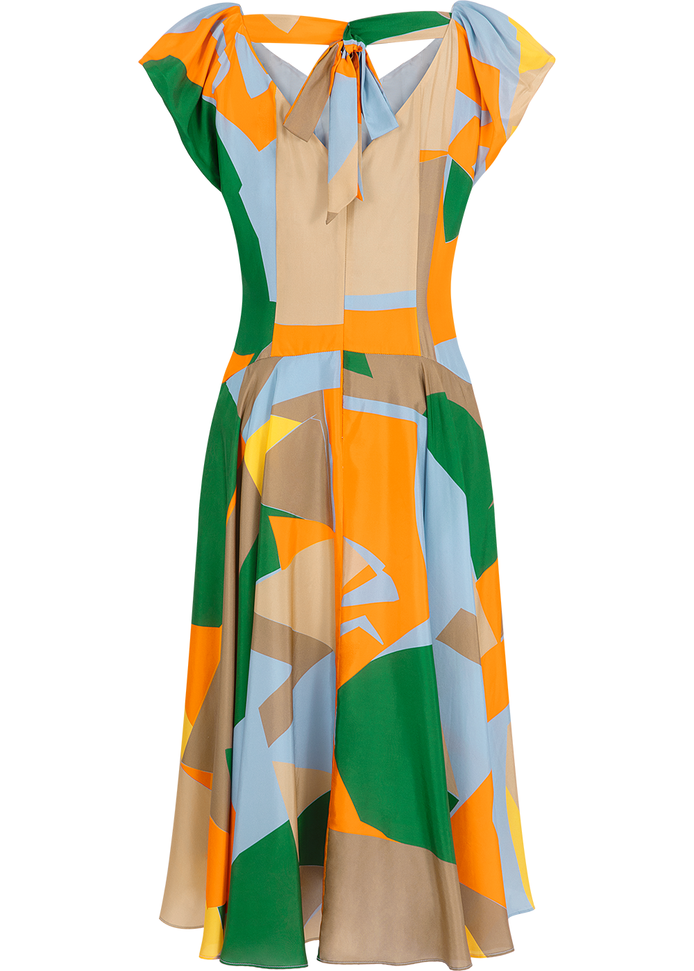 SALAZIA Blue-Yellow Collage Silk Dresses