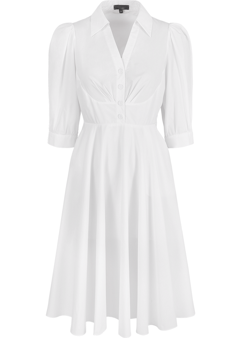SALAZIA White Cotton Long-Sleeve Dresses