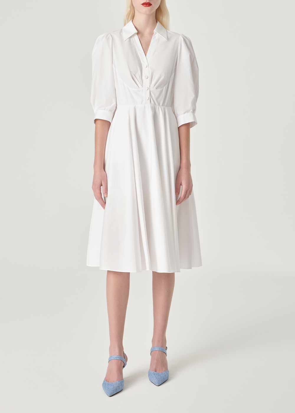 SALAZIA White Cotton Long-Sleeve Dresses