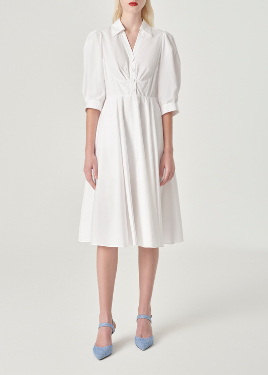 SALAZIA White Cotton Long-Sleeve Dresses