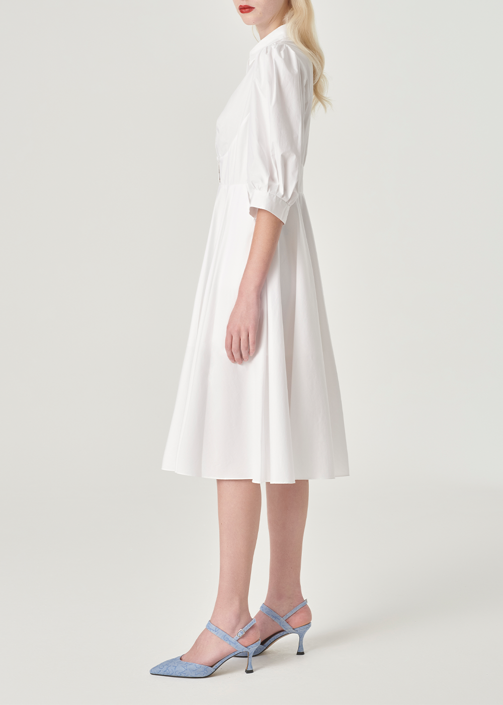 SALAZIA White Cotton Long-Sleeve Dresses