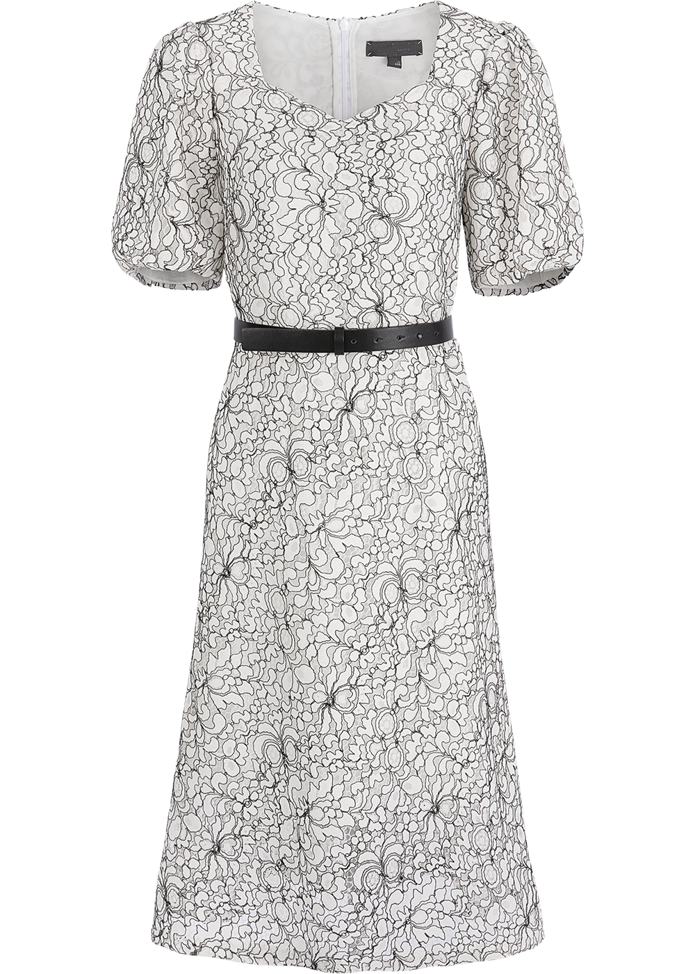 SALAZIA Black-White Colorblock Multi-Fiber Short-Sleeve Dresses