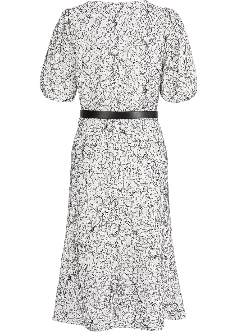 SALAZIA Black-White Colorblock Multi-Fiber Short-Sleeve Dresses