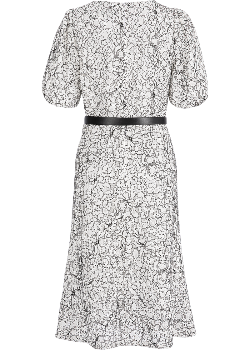 SALAZIA Black-White Colorblock Multi-Fiber Short-Sleeve Dresses