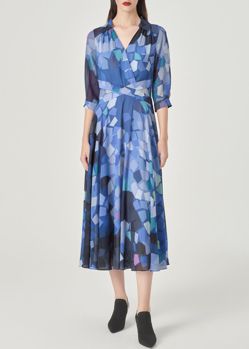 SALAZIA Blue Dreamy Light and Shadow Maxi Dresses