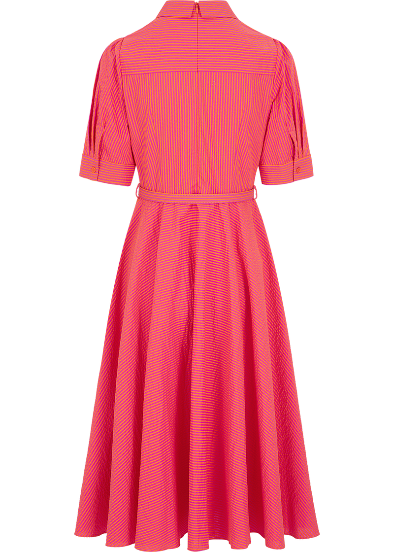 SALAZIA Rose Red Stripe Cotton Dresses