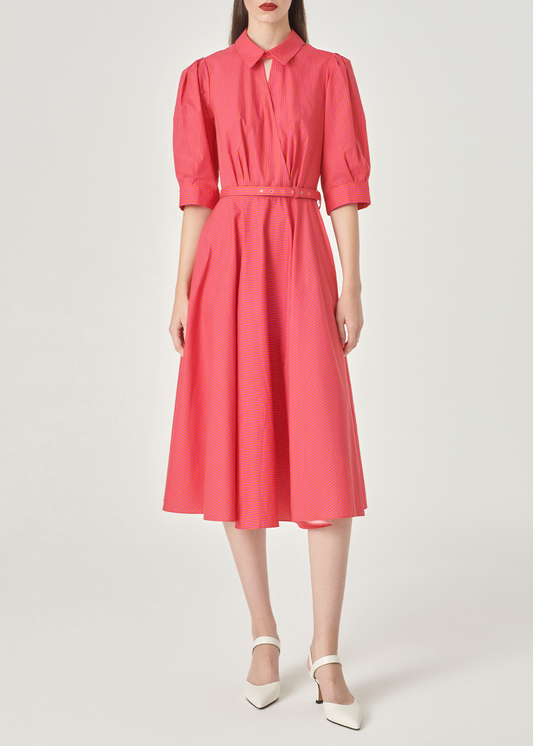 SALAZIA Rose Red Stripe Cotton Dresses