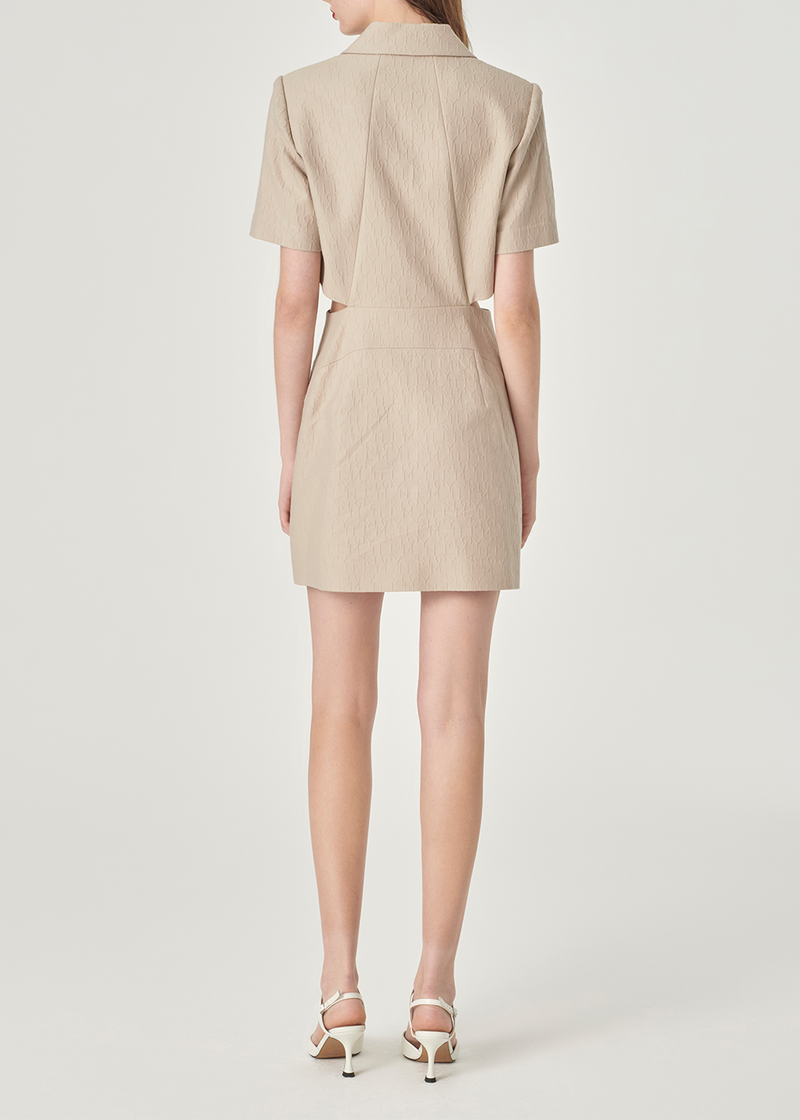 SALAZIA Sand Cotton-Blend Stretch Shift Dresses