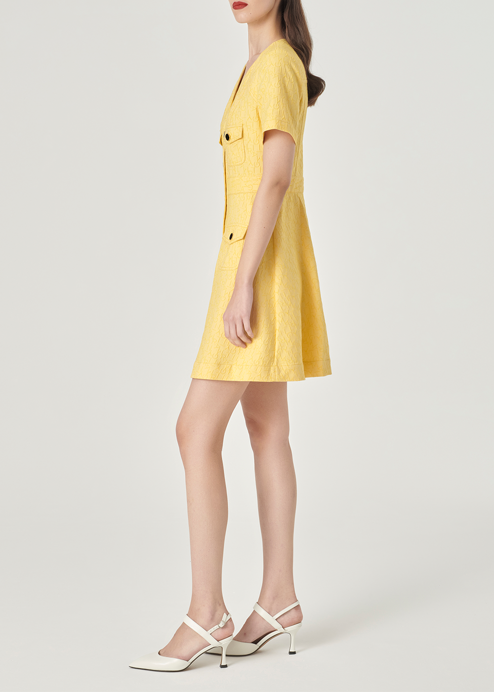 SALAZIA Pale Yellow Cotton-Blend Stretch Dresses