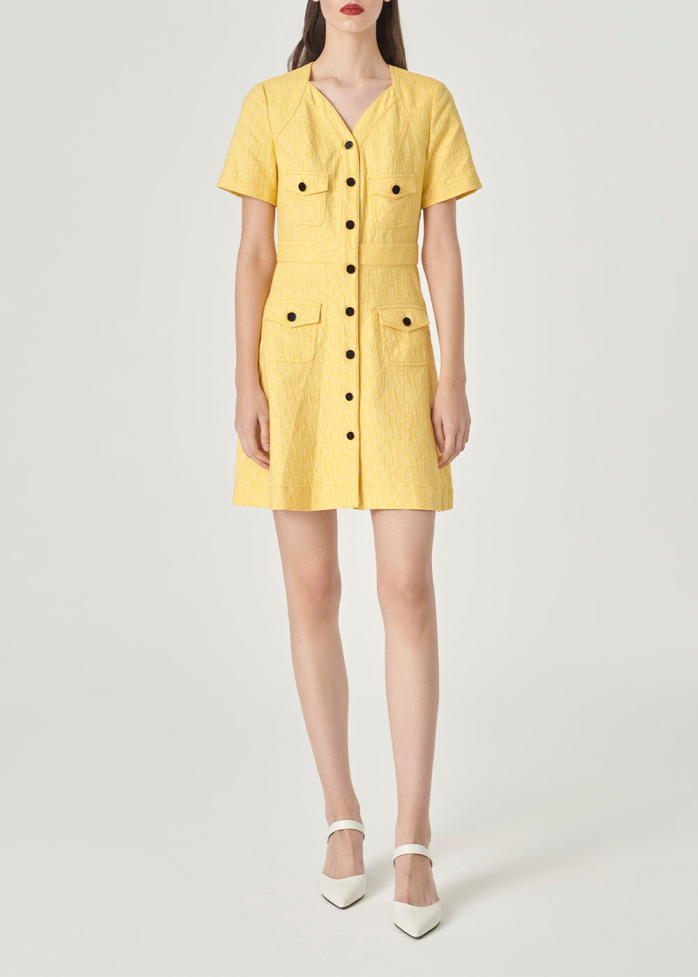 SALAZIA Pale Yellow Cotton-Blend Stretch Dresses