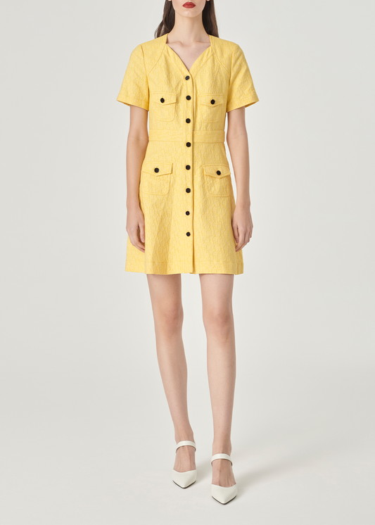 SALAZIA Pale Yellow Cotton-Blend Stretch Dresses