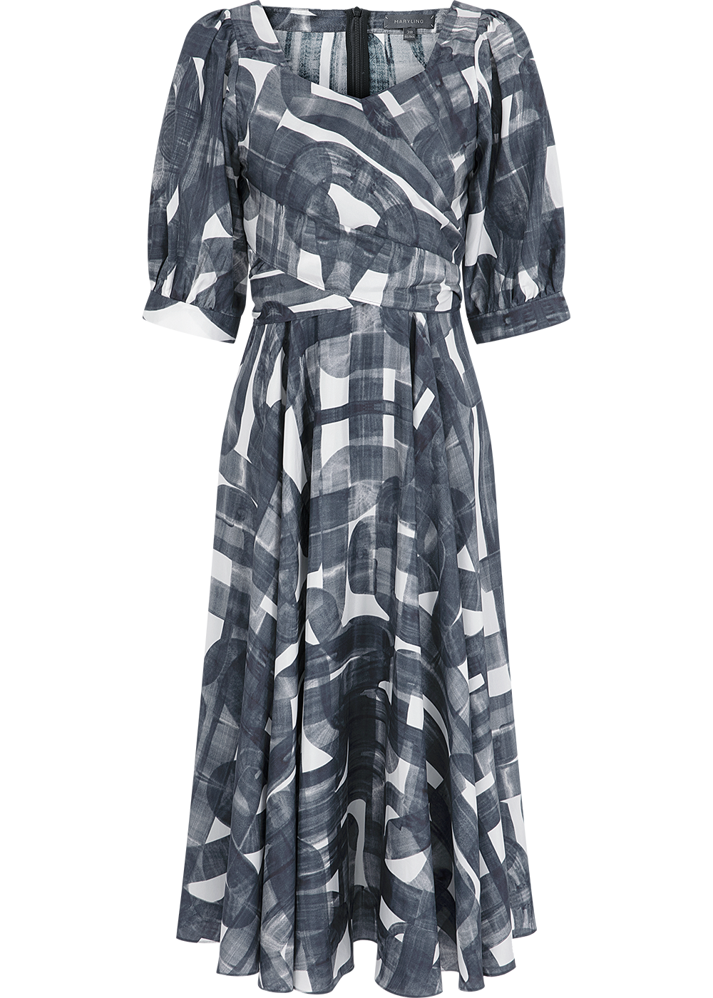 SALAZIA Black and White Brushstroke Silk Dresses