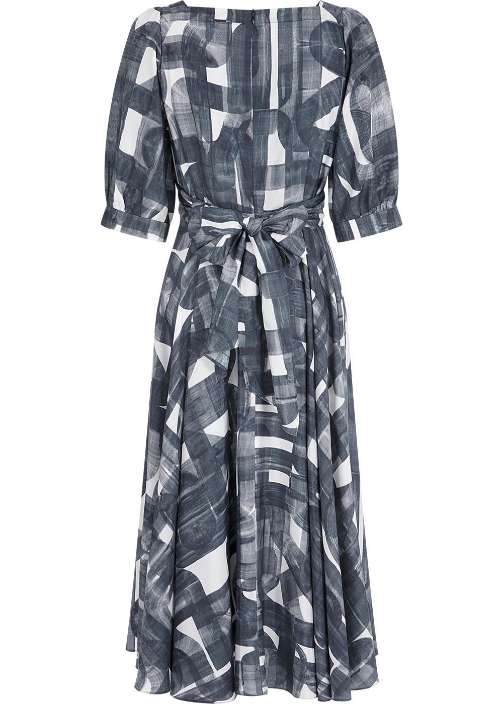SALAZIA Black and White Brushstroke Silk Dresses