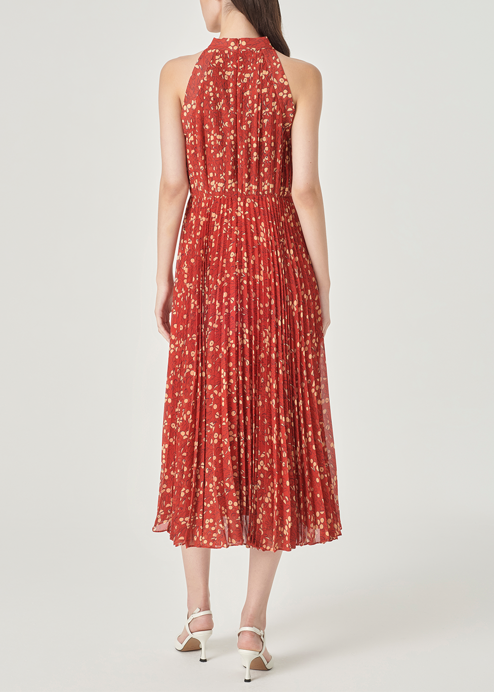 SALAZIA Red-Apricot Circle Print Dresses