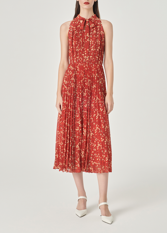 SALAZIA Red-Apricot Circle Print Dresses