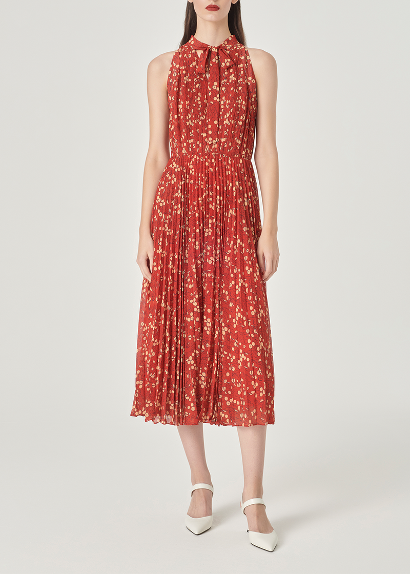 SALAZIA Red-Apricot Circle Print Dresses