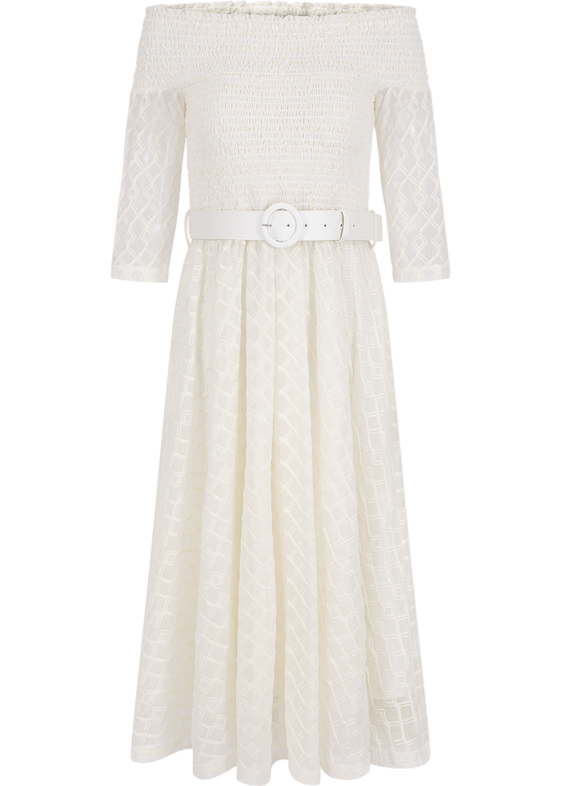 SALAZIA Ivory Nylon-Cotton Blend Dresses