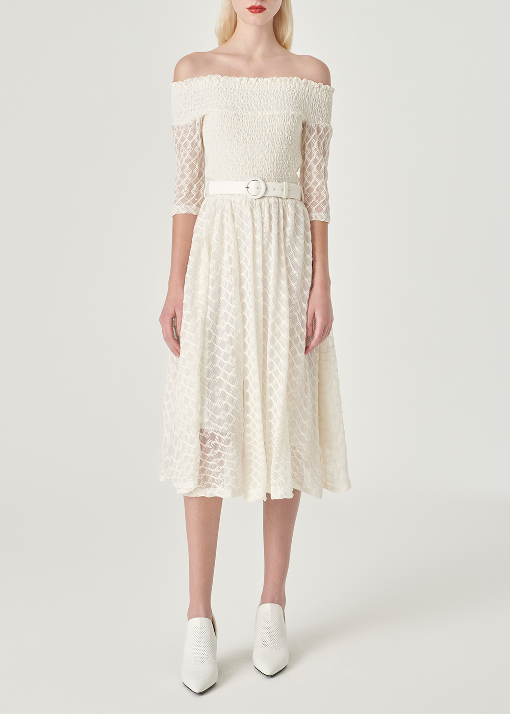 SALAZIA Ivory Nylon-Cotton Blend Dresses