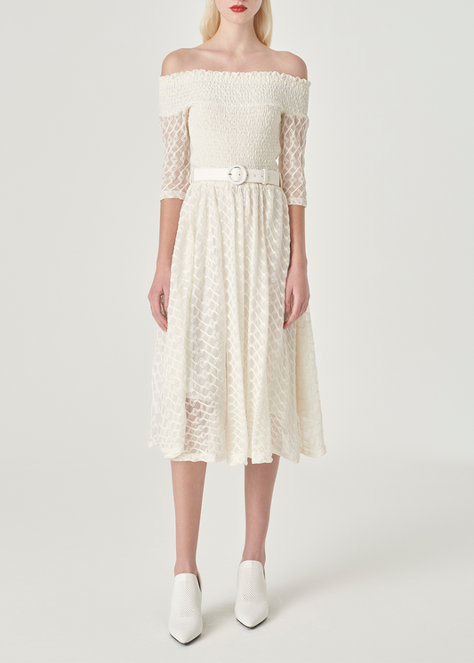 SALAZIA Ivory Nylon-Cotton Blend Dresses