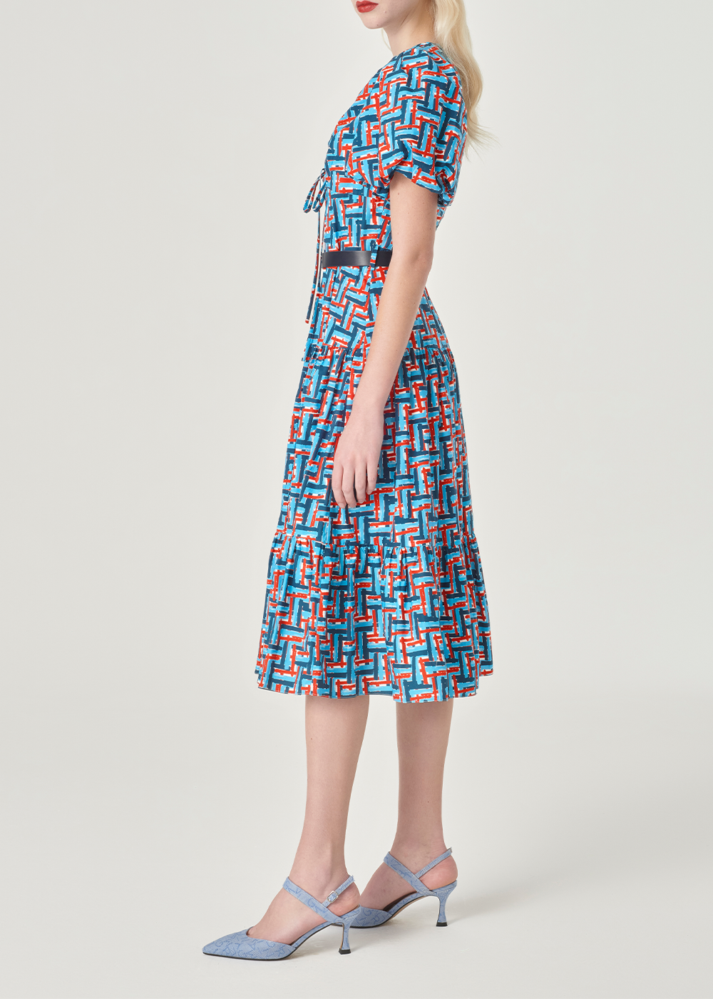 SALAZIA Blue-Red Weave Cotton Dresses