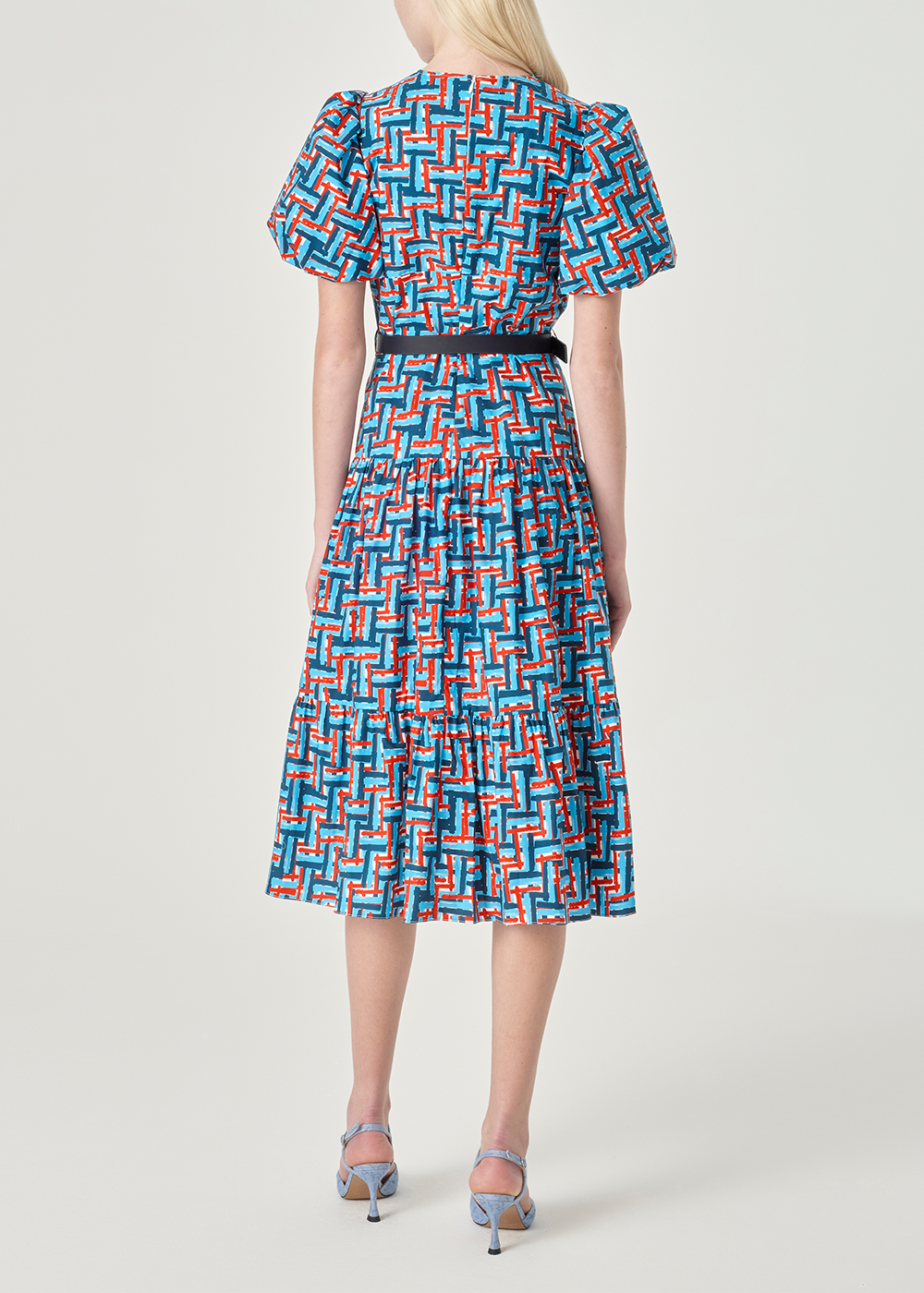 SALAZIA Blue-Red Weave Cotton Dresses