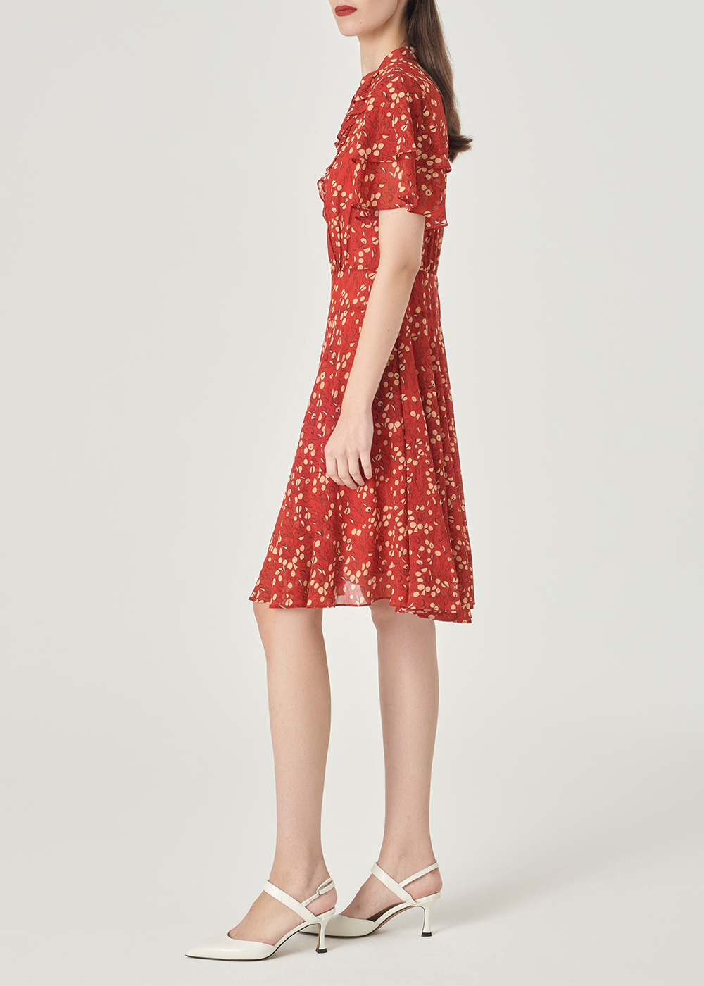 SALAZIA Red-Apricot Circle Print Dresses