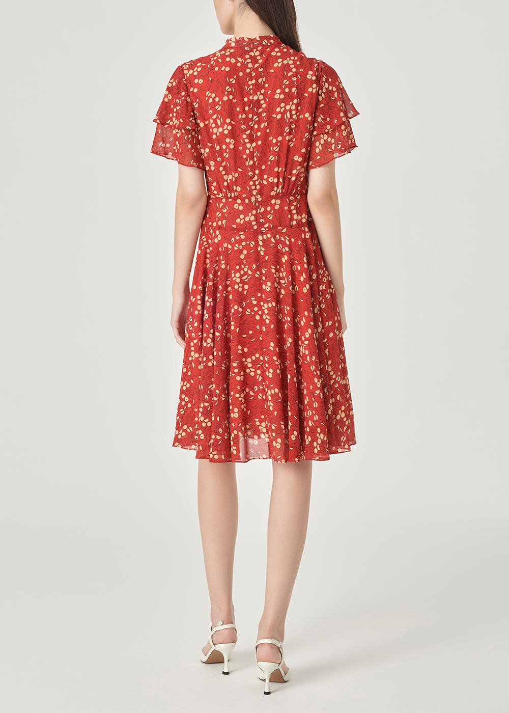 SALAZIA Red-Apricot Circle Print Dresses