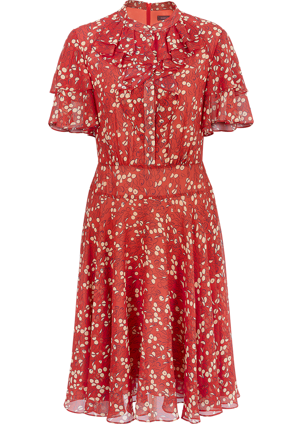 SALAZIA Red-Apricot Circle Print Dresses