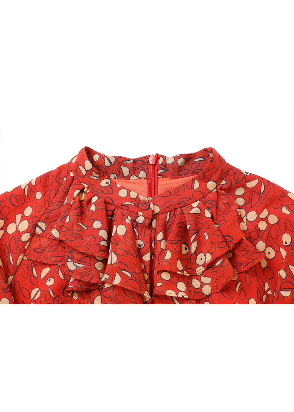SALAZIA Red-Apricot Circle Print Dresses
