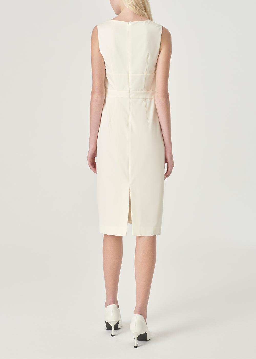 SALAZIA Ivory Polyester-Viscose Blend Dresses
