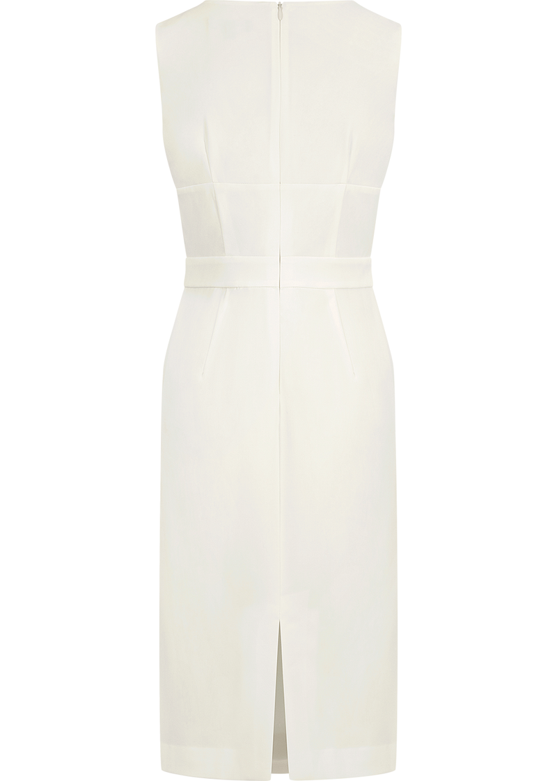 SALAZIA Ivory Polyester-Viscose Blend Dresses