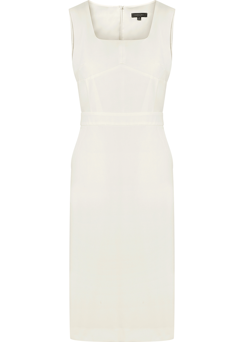 SALAZIA Ivory Polyester-Viscose Blend Dresses