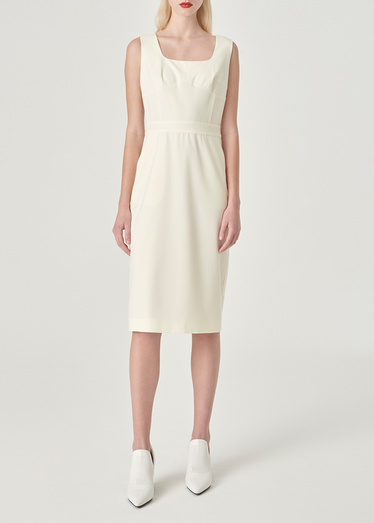 SALAZIA Ivory Polyester-Viscose Blend Dresses