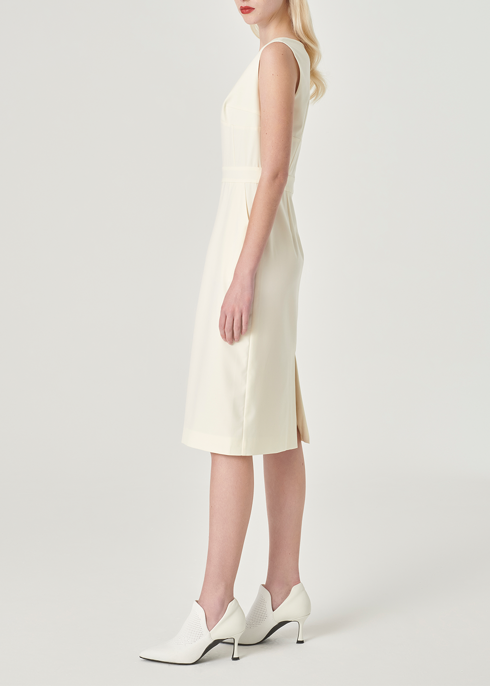 SALAZIA Ivory Polyester-Viscose Blend Dresses