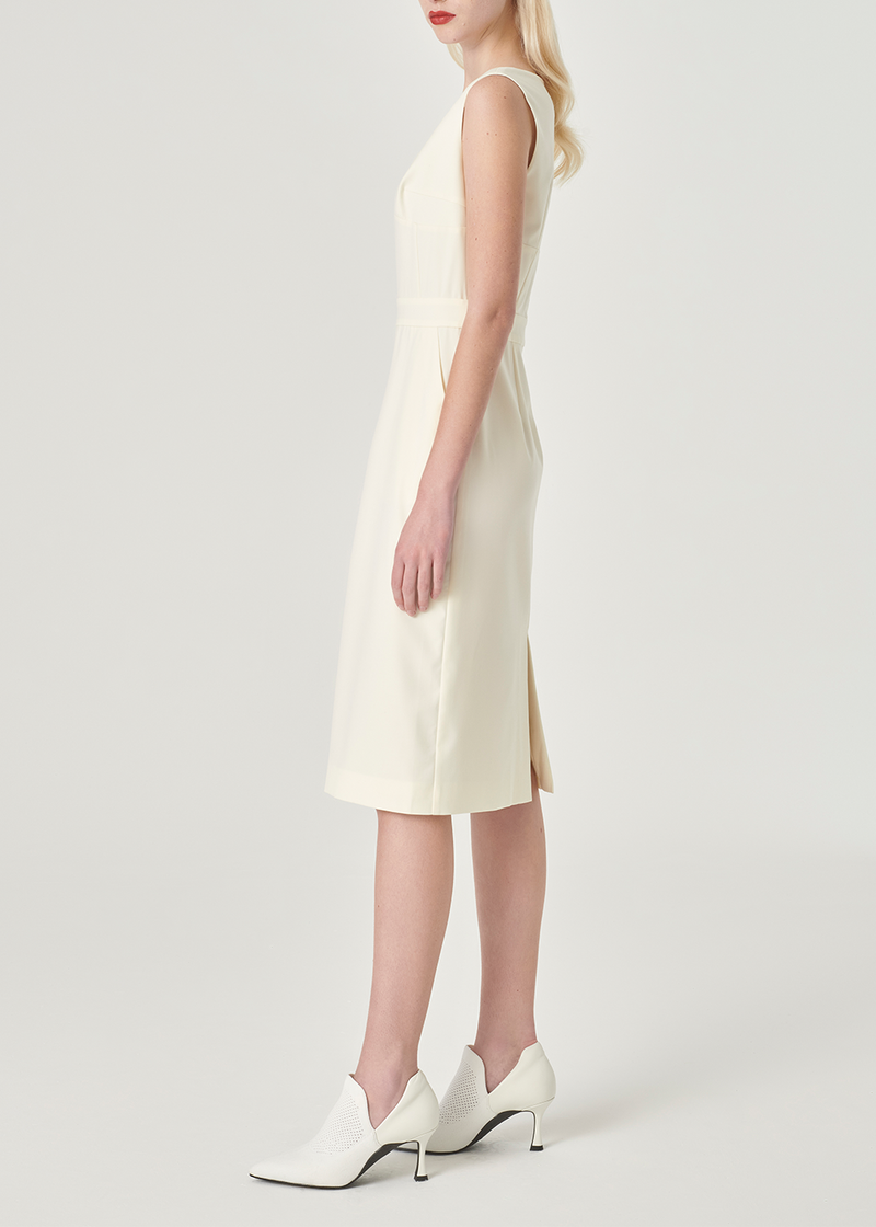 SALAZIA Ivory Polyester-Viscose Blend Dresses
