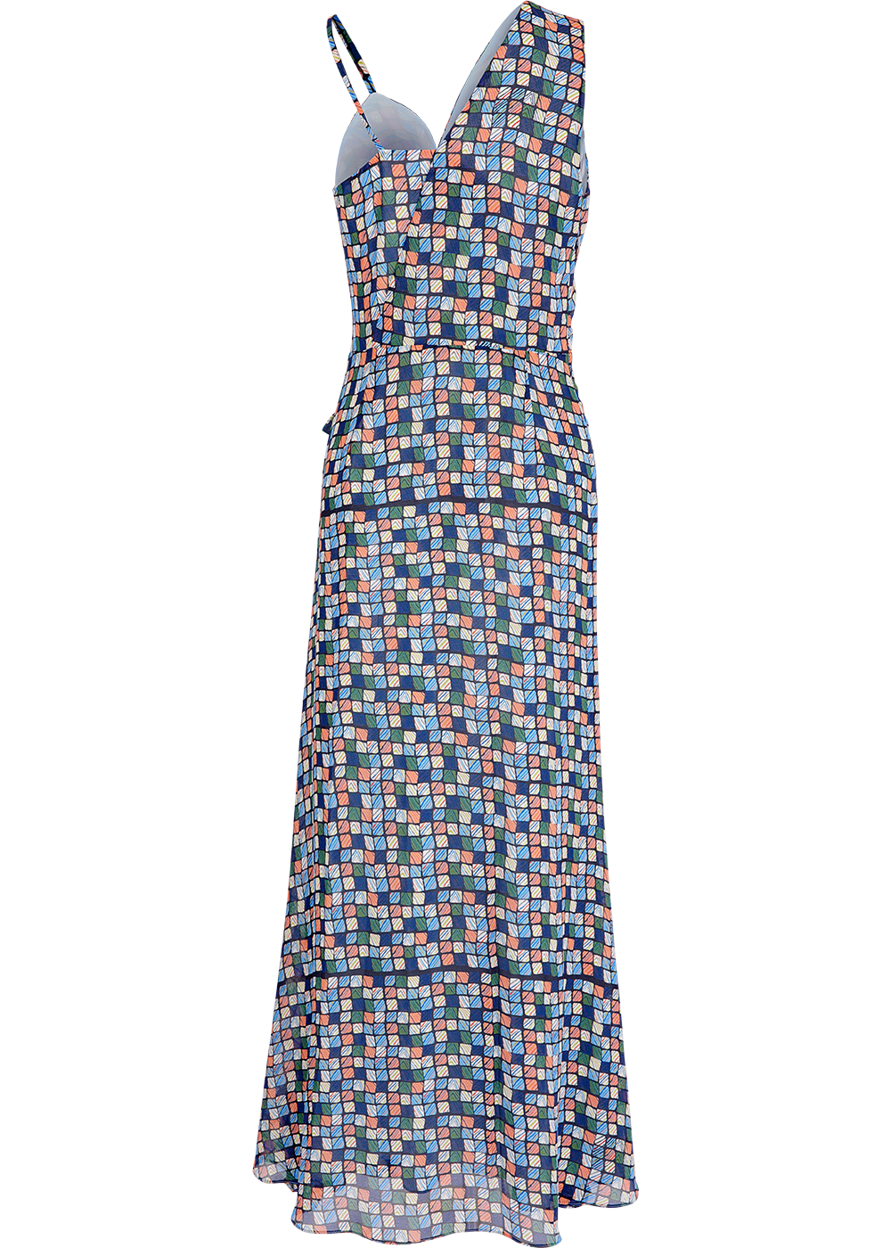 SALAZIA Blue Dreamy Squares Maxi Dresses