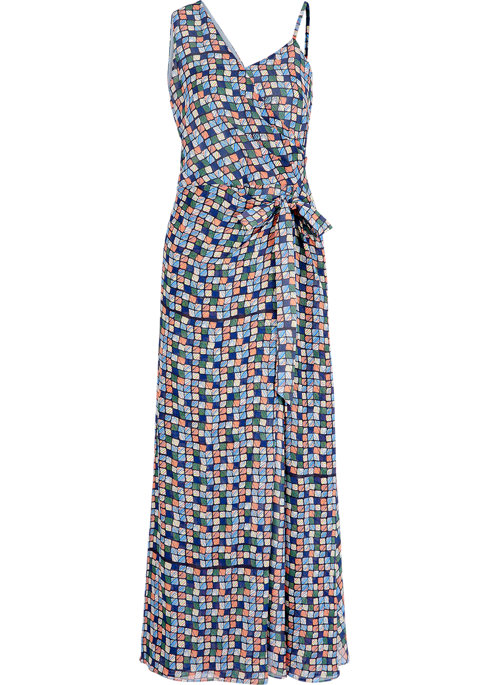 SALAZIA Blue Dreamy Squares Maxi Dresses