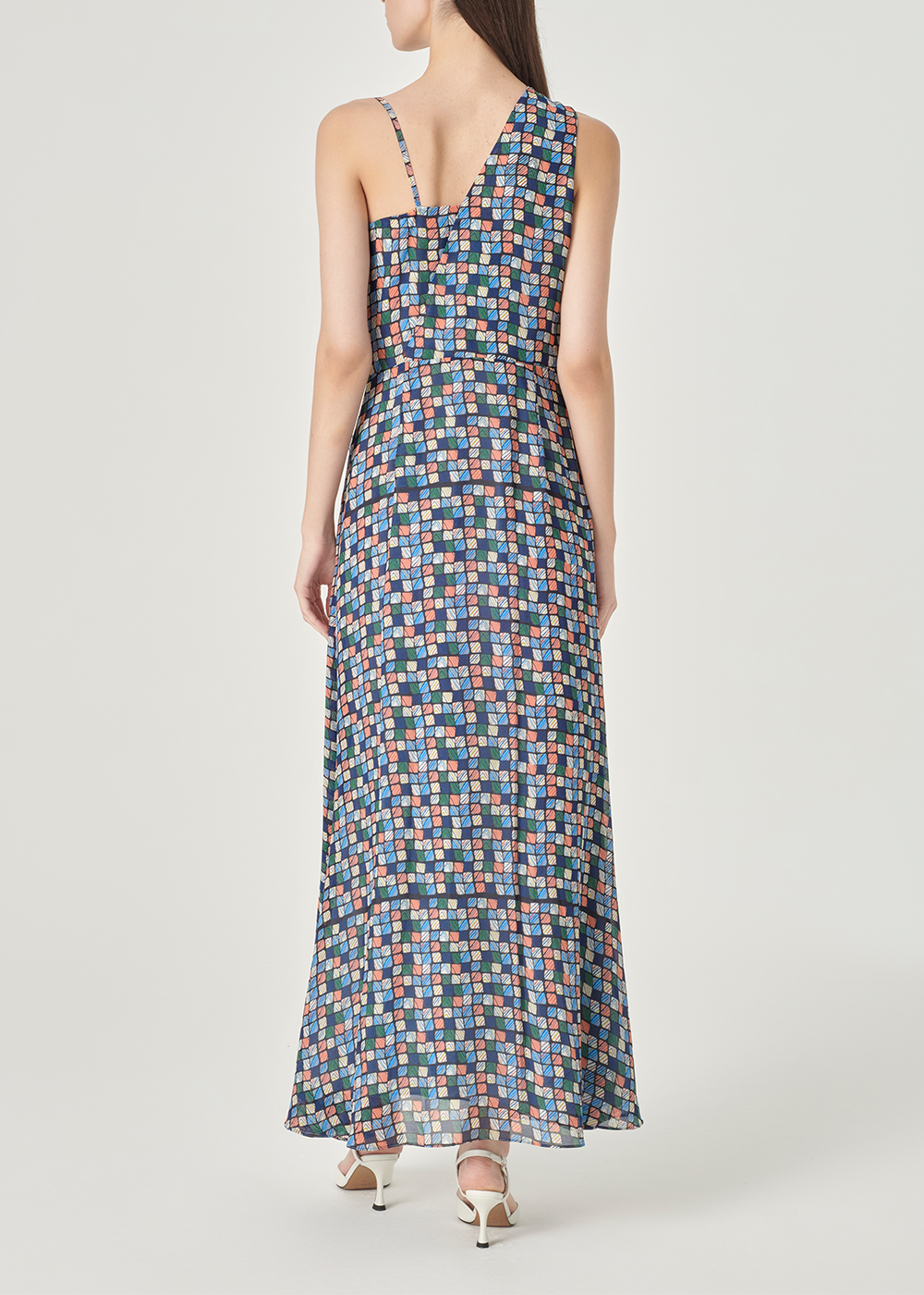 SALAZIA Blue Dreamy Squares Maxi Dresses