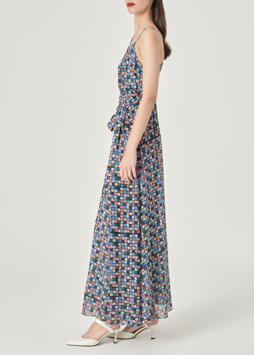 SALAZIA Blue Dreamy Squares Maxi Dresses